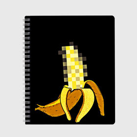 Тетрадь с принтом Банан 18+ в Петрозаводске, 100% бумага | 48 листов, плотность листов — 60 г/м2, плотность картонной обложки — 250 г/м2. Листы скреплены сбоку удобной пружинной спиралью. Уголки страниц и обложки скругленные. Цвет линий — светло-серый
 | банан | большой банан | ххх
