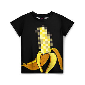 Детская футболка 3D с принтом Банан 18+ в Петрозаводске, 100% гипоаллергенный полиэфир | прямой крой, круглый вырез горловины, длина до линии бедер, чуть спущенное плечо, ткань немного тянется | банан | большой банан | ххх