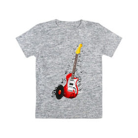 Детская футболка хлопок с принтом Бас-гитара в Петрозаводске, 100% хлопок | круглый вырез горловины, полуприлегающий силуэт, длина до линии бедер | musik | transe | гитара | мелодия | музыка | ноты | транс