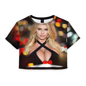Женская футболка 3D укороченная с принтом Шарлотта МакКинни в Петрозаводске, 100% полиэстер | круглая горловина, длина футболки до линии талии, рукава с отворотами | charlotte mckinney | американская | модель | шарлотта маккинни