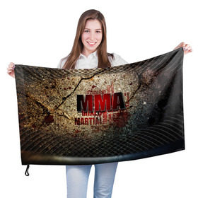 Флаг 3D с принтом MMA в Петрозаводске, 100% полиэстер | плотность ткани — 95 г/м2, размер — 67 х 109 см. Принт наносится с одной стороны | judo | mma | ufc | борьба | единоборства