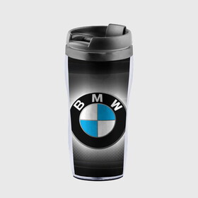 Термокружка-непроливайка с принтом BMW в Петрозаводске, внутренняя часть — пищевой пластик, наружная часть — прозрачный пластик, между ними — полиграфическая вставка с рисунком | объем — 350 мл, герметичная крышка | Тематика изображения на принте: bmw | бмв | лого | логотип