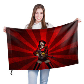 Флаг 3D с принтом Red alert в Петрозаводске, 100% полиэстер | плотность ткани — 95 г/м2, размер — 67 х 109 см. Принт наносится с одной стороны | девушка | оружие | снайпер | ссср