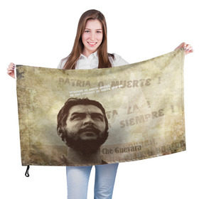 Флаг 3D с принтом Че Гевара в Петрозаводске, 100% полиэстер | плотность ткани — 95 г/м2, размер — 67 х 109 см. Принт наносится с одной стороны | о.м.с.к. | че | че гевара