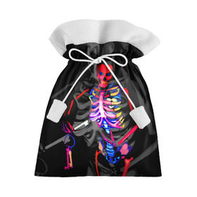 Подарочный 3D мешок с принтом Скелет в Петрозаводске, 100% полиэстер | Размер: 29*39 см | bodyart | faceart | helloween | аквагрим | боди арт | бодиарт | замок | ключ | неоновый | свет | сердце | скелет | фейсарт | хэллоуин | череп