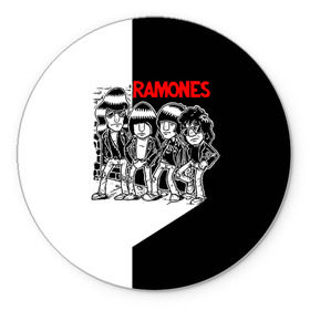 Коврик круглый с принтом Ramones 1 в Петрозаводске, резина и полиэстер | круглая форма, изображение наносится на всю лицевую часть | joey ramone | punk | джоуи рамон | панк | рамонез | рамонес