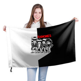Флаг 3D с принтом Ramones 1 в Петрозаводске, 100% полиэстер | плотность ткани — 95 г/м2, размер — 67 х 109 см. Принт наносится с одной стороны | joey ramone | punk | джоуи рамон | панк | рамонез | рамонес