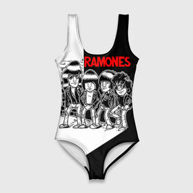 Купальник-боди 3D с принтом Ramones 1 в Петрозаводске, 82% полиэстер, 18% эластан | Круглая горловина, круглый вырез на спине | joey ramone | punk | джоуи рамон | панк | рамонез | рамонес
