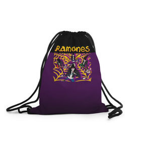 Рюкзак-мешок 3D с принтом Ramones 4 в Петрозаводске, 100% полиэстер | плотность ткани — 200 г/м2, размер — 35 х 45 см; лямки — толстые шнурки, застежка на шнуровке, без карманов и подкладки | joey ramone | punk | джоуи рамон | панк | рамонез | рамонес