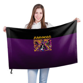 Флаг 3D с принтом Ramones 4 в Петрозаводске, 100% полиэстер | плотность ткани — 95 г/м2, размер — 67 х 109 см. Принт наносится с одной стороны | joey ramone | punk | джоуи рамон | панк | рамонез | рамонес