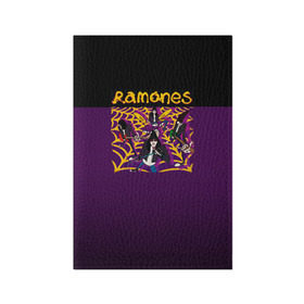 Обложка для паспорта матовая кожа с принтом Ramones 4 в Петрозаводске, натуральная матовая кожа | размер 19,3 х 13,7 см; прозрачные пластиковые крепления | Тематика изображения на принте: joey ramone | punk | джоуи рамон | панк | рамонез | рамонес