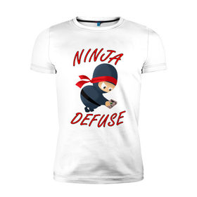 Мужская футболка премиум с принтом Ninja Defuse в Петрозаводске, 92% хлопок, 8% лайкра | приталенный силуэт, круглый вырез ворота, длина до линии бедра, короткий рукав | 