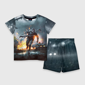 Детский костюм с шортами 3D с принтом Battlefield в Петрозаводске,  |  | Тематика изображения на принте: battlefield | батла | батлфилд | игра