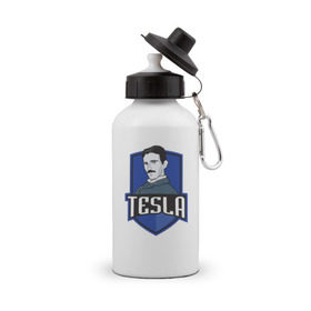 Бутылка спортивная с принтом Никола Тесла в Петрозаводске, металл | емкость — 500 мл, в комплекте две пластиковые крышки и карабин для крепления | Тематика изображения на принте: tesla