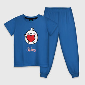 Детская пижама хлопок с принтом Кролик Моланг (сердце) в Петрозаводске, 100% хлопок |  брюки и футболка прямого кроя, без карманов, на брюках мягкая резинка на поясе и по низу штанин
 | molang | каваи | кролик | любовь | моланг | сердце