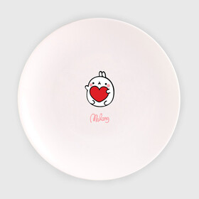 Тарелка с принтом Кролик Моланг (сердце) в Петрозаводске, фарфор | диаметр - 210 мм
диаметр для нанесения принта - 120 мм | molang | каваи | кролик | любовь | моланг | сердце