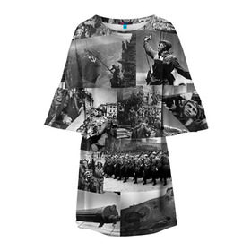 Детское платье 3D с принтом Военные фото в Петрозаводске, 100% полиэстер | прямой силуэт, чуть расширенный к низу. Круглая горловина, на рукавах — воланы | 9 мая