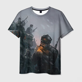 Мужская футболка 3D с принтом Солдаты в Петрозаводске, 100% полиэфир | прямой крой, круглый вырез горловины, длина до линии бедер | 9 мая | великая отечественная | великая отечественная война | вов | день победы | победа | солдаты
