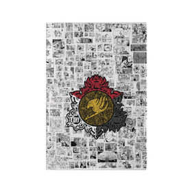Обложка для паспорта матовая кожа с принтом Fairy Tail - Fire & Sky & Iron в Петрозаводске, натуральная матовая кожа | размер 19,3 х 13,7 см; прозрачные пластиковые крепления | fairy | tail | грей | лого | логотип | люси | нацу | эрза
