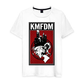 Мужская футболка хлопок с принтом KMFDM 2013 в Петрозаводске, 100% хлопок | прямой крой, круглый вырез горловины, длина до линии бедер, слегка спущенное плечо. | industrial | город | крик