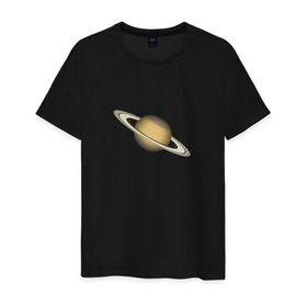 Мужская футболка хлопок с принтом Сатурн - Saturn в Петрозаводске, 100% хлопок | прямой крой, круглый вырез горловины, длина до линии бедер, слегка спущенное плечо. | космос | планета | сатурн