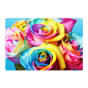 Магнитный плакат 3Х2 с принтом Радужная роза в Петрозаводске, Полимерный материал с магнитным слоем | 6 деталей размером 9*9 см | бутон | лепестки | радуга | радужная роза | спектр | цвет | цветные | яркий