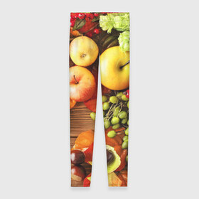 Леггинсы 3D с принтом Фрукты в Петрозаводске, 80% полиэстер, 20% эластан | Эластичный пояс, зауженные к низу, низкая посадка | зелень | натюрморт | плоды | фрукты | яблоки | ягоды