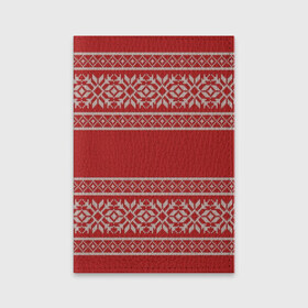 Обложка для паспорта матовая кожа с принтом Вязанный принт в Петрозаводске, натуральная матовая кожа | размер 19,3 х 13,7 см; прозрачные пластиковые крепления | Тематика изображения на принте: вышивка | красная | свитер | узор