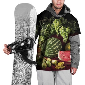 Накидка на куртку 3D с принтом Арбуз в Петрозаводске, 100% полиэстер |  | арбуз | виноград | каштан | натюрморт | плоды | ягоды