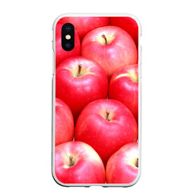 Чехол для iPhone XS Max матовый с принтом Яблоки в Петрозаводске, Силикон | Область печати: задняя сторона чехла, без боковых панелей | красные | плоды | уражай | фрукты | яблоки