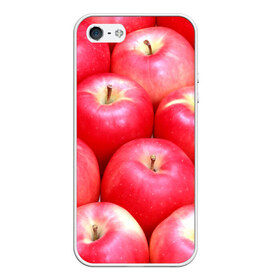 Чехол для iPhone 5/5S матовый с принтом Яблоки в Петрозаводске, Силикон | Область печати: задняя сторона чехла, без боковых панелей | красные | плоды | уражай | фрукты | яблоки
