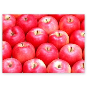 Поздравительная открытка с принтом Яблоки в Петрозаводске, 100% бумага | плотность бумаги 280 г/м2, матовая, на обратной стороне линовка и место для марки
 | красные | плоды | уражай | фрукты | яблоки