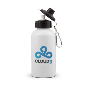 Бутылка спортивная с принтом Cloud9 в Петрозаводске, металл | емкость — 500 мл, в комплекте две пластиковые крышки и карабин для крепления | cld9