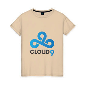 Женская футболка хлопок с принтом Cloud9 в Петрозаводске, 100% хлопок | прямой крой, круглый вырез горловины, длина до линии бедер, слегка спущенное плечо | cld9