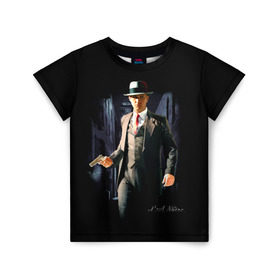 Детская футболка 3D с принтом L.A. Noire в Петрозаводске, 100% гипоаллергенный полиэфир | прямой крой, круглый вырез горловины, длина до линии бедер, чуть спущенное плечо, ткань немного тянется | los angeles | лос анджелес | нуар