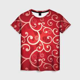 Женская футболка 3D с принтом Background в Петрозаводске, 100% полиэфир ( синтетическое хлопкоподобное полотно) | прямой крой, круглый вырез горловины, длина до линии бедер | hearts | red | romantic | valentine | прикольные | сердечки | фон