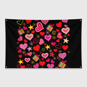 Флаг-баннер с принтом Любовь в Петрозаводске, 100% полиэстер | размер 67 х 109 см, плотность ткани — 95 г/м2; по краям флага есть четыре люверса для крепления | love is | любовь | подарки | сердца