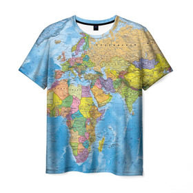 Мужская футболка 3D с принтом Карта в Петрозаводске, 100% полиэфир | прямой крой, круглый вырез горловины, длина до линии бедер | map | world | глобус | мир | россия