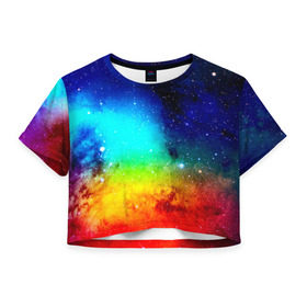 Женская футболка 3D укороченная с принтом Grunge color в Петрозаводске, 100% полиэстер | круглая горловина, длина футболки до линии талии, рукава с отворотами | grunge | new | арт | гранж | краска | прикольные | цветные