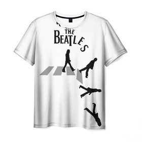 Мужская футболка 3D с принтом Битлы падают в Петрозаводске, 100% полиэфир | прямой крой, круглый вырез горловины, длина до линии бедер | the beatles | альбомы | битлз | музыка
