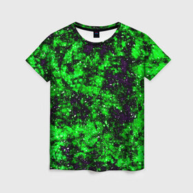 Женская футболка 3D с принтом Green color в Петрозаводске, 100% полиэфир ( синтетическое хлопкоподобное полотно) | прямой крой, круглый вырез горловины, длина до линии бедер | гранж | зеленый | краска | новые | текстуры | цветные