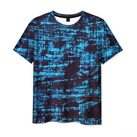 Мужская футболка 3D с принтом Джинсовый в Петрозаводске, 100% полиэфир | прямой крой, круглый вырез горловины, длина до линии бедер | blue | grunge | джинсы | краска