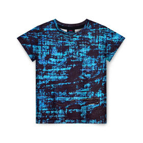 Детская футболка 3D с принтом Джинсовый в Петрозаводске, 100% гипоаллергенный полиэфир | прямой крой, круглый вырез горловины, длина до линии бедер, чуть спущенное плечо, ткань немного тянется | blue | grunge | джинсы | краска