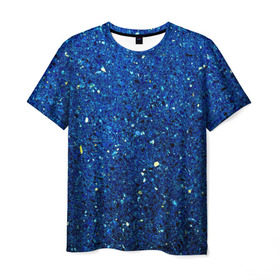 Мужская футболка 3D с принтом Blue mirror в Петрозаводске, 100% полиэфир | прямой крой, круглый вырез горловины, длина до линии бедер | green | абстракции | гранж | мозаика | стекло | текстуры