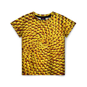 Детская футболка 3D с принтом Плетение в Петрозаводске, 100% гипоаллергенный полиэфир | прямой крой, круглый вырез горловины, длина до линии бедер, чуть спущенное плечо, ткань немного тянется | желтый | текстуры