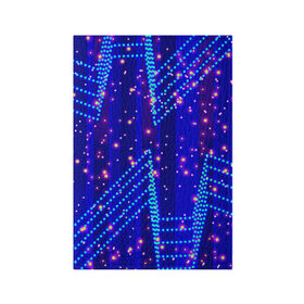 Обложка для паспорта матовая кожа с принтом Огоньки в Петрозаводске, натуральная матовая кожа | размер 19,3 х 13,7 см; прозрачные пластиковые крепления | Тематика изображения на принте: арт | огоньки | прикольные | свет | синий | текстуры