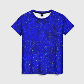 Женская футболка 3D с принтом Звезды в Петрозаводске, 100% полиэфир ( синтетическое хлопкоподобное полотно) | прямой крой, круглый вырез горловины, длина до линии бедер | вселенная | синий