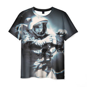 Мужская футболка 3D с принтом Гагарин 5 в Петрозаводске, 100% полиэфир | прямой крой, круглый вырез горловины, длина до линии бедер | 12 апреля | гагарин | день космонавтики | космонавт | космонавтика | космос | юра | юрий