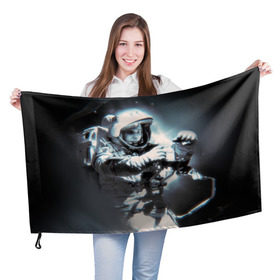 Флаг 3D с принтом Гагарин 5 в Петрозаводске, 100% полиэстер | плотность ткани — 95 г/м2, размер — 67 х 109 см. Принт наносится с одной стороны | 12 апреля | гагарин | день космонавтики | космонавт | космонавтика | космос | юра | юрий