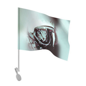 Флаг для автомобиля с принтом Котмонавт в Петрозаводске, 100% полиэстер | Размер: 30*21 см | 12 апреля | гагарин | день космонавтики | космонавт | космонавтика | космос | юра | юрий